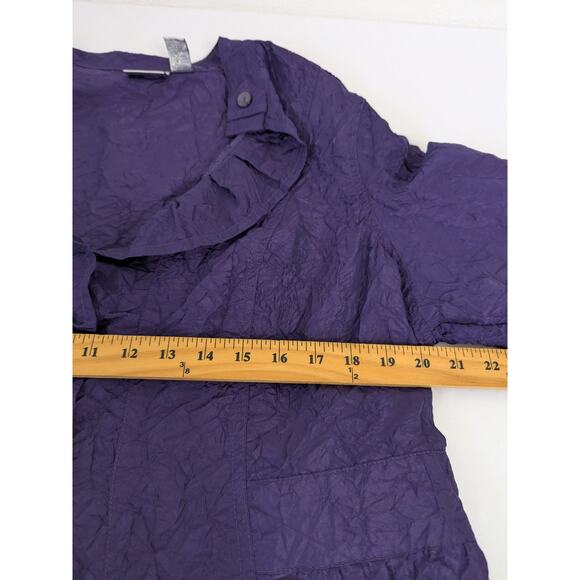 Chico's Size 3 Purple Crinkle Peplum Shirt Jacket Artsy Wimsygoth Crop Womens XL - Picture 6 of 7